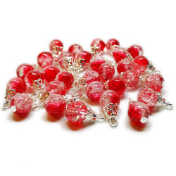 100 Mix Handcrafted Crackle Glass Beads Drops w/Silver