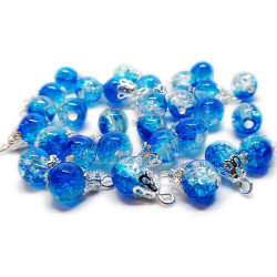 100 Mix Handcrafted Crackle Glass Beads Drops w/Silver