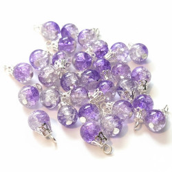 100 Mix Handcrafted Crackle Glass Beads Drops w/Silver