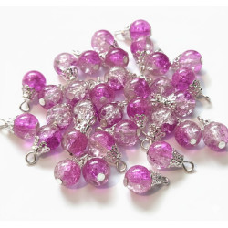 100 Mix Handcrafted Crackle Glass Beads Drops w/Silver