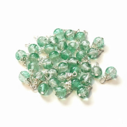 100 Mix Handcrafted Crackle Glass Beads Drops w/Silver
