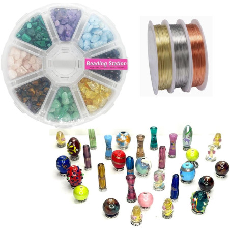 Beading Station Set of 8 Wire Wrapped Little Crystal Tree of Life DIY Making Kit
