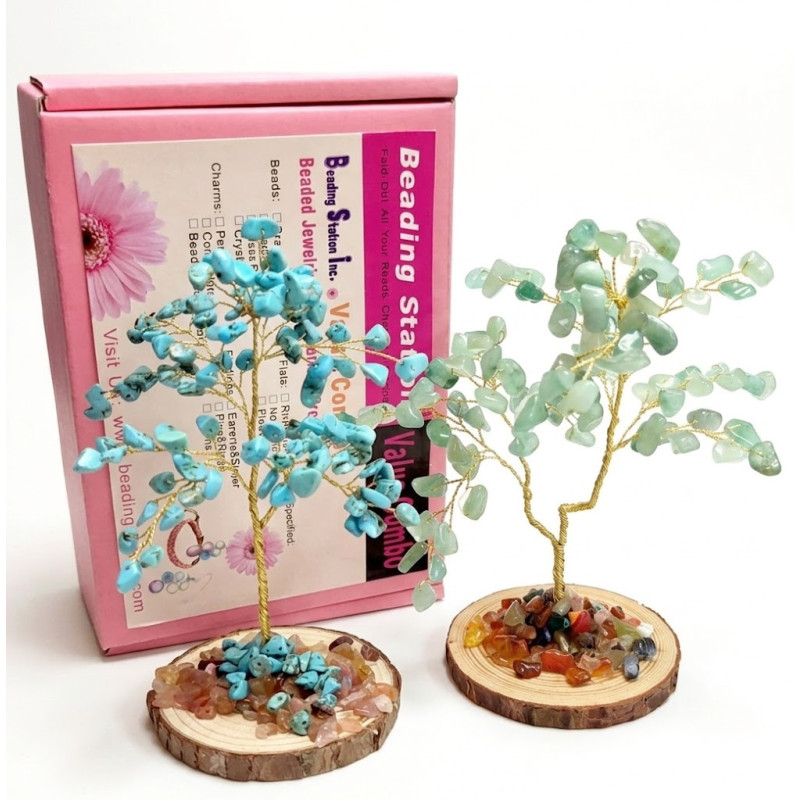 2set 6-8inch Wire Wrapped Little Tree of Life DIY Making Ki