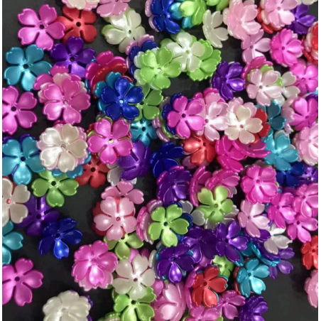BeadingStation® 100Pcs Mix Pearl Shine Cherry Blossom Acrylic Flower Beads 15mm