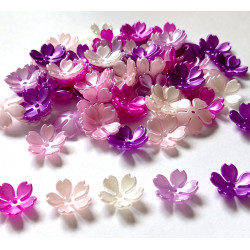 BeadingStation® 100Pcs Pink& Purple Mix Pearl Shine Cherry Blossom Acrylic Flower Beads 15mm