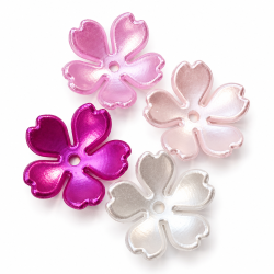 BeadingStation® 100Pcs Pink& Purple Mix Pearl Shine Cherry Blossom Acrylic Flower Beads 15mm