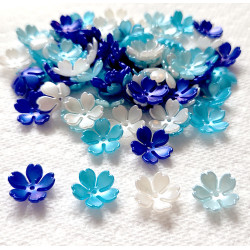 BeadingStation® 100Pcs Blue Mix Pearl Shine Cherry Blossom Acrylic Flower Beads 15mm