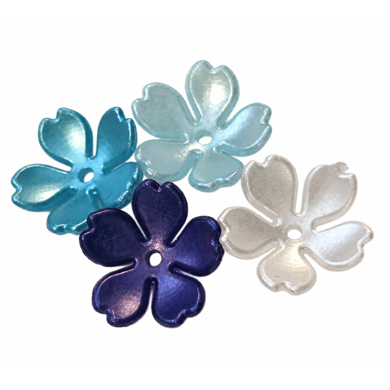 BeadingStation® 100Pcs Blue Mix Pearl Shine Cherry Blossom Acrylic Flower Beads 15mm