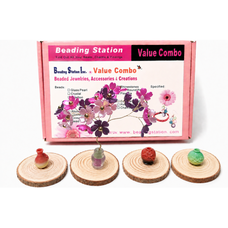 BeadingStation® 4-Set DIY Flower Petal Mini Tree Kit – Gift-Ready Value Combo Purple Pink Mix