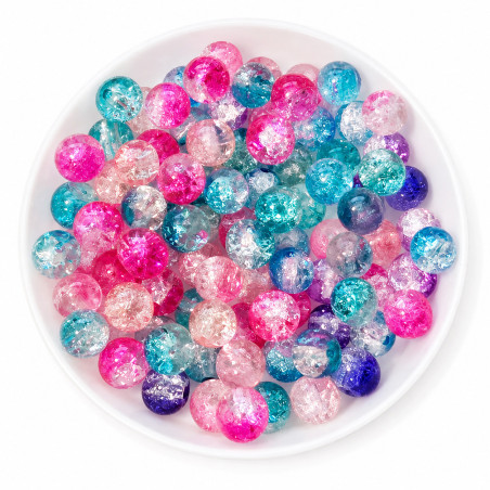 BeadingStation® 2-tone Crackle Glass Round Beads 6mm ~ Loose Beads~