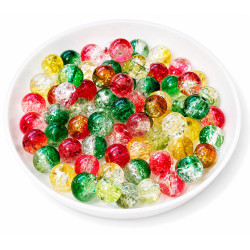 BeadingStation® 2-tone Crackle Glass Round Beads 6mm ~ Loose Beads~
