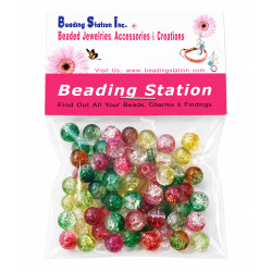 BeadingStation® 2-tone Crackle Glass Round Beads 6mm ~ Loose Beads~