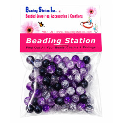 BeadingStation® 2-tone Crackle Glass Round Beads 6mm ~ Loose Beads~