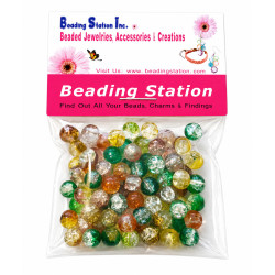 BeadingStation® 2-tone Crackle Glass Round Beads 6mm ~ Loose Beads~
