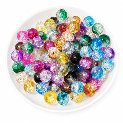 BeadingStation® 2-tone Crackle Glass Round Beads 6mm ~ Loose Beads~