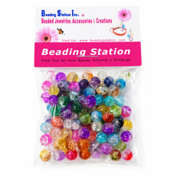 BeadingStation® 2-tone Crackle Glass Round Beads 6mm ~ Loose Beads~