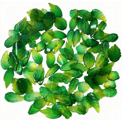 30pcs Green Leaf Charms, BeadingStation® Gradient Lampwork Glass Leaves Pendants with Hole