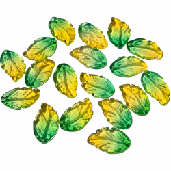 30pcs Green Leaf Charms, BeadingStation® Gradient Lampwork Glass Leaves Pendants with Hole