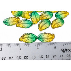 30pcs Green Leaf Charms, BeadingStation® Gradient Lampwork Glass Leaves Pendants with Hole