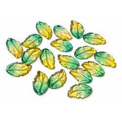 30pcs Green Leaf Charms, BeadingStation® Gradient Lampwork Glass Leaves Pendants with Hole