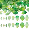 30pcs Green Leaf Charms, BeadingStation® Gradient Lampwork Glass Leaves Pendants with Hole