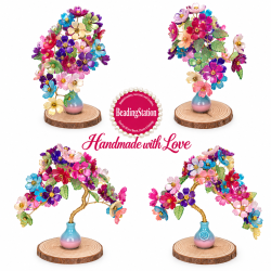 BeadingStation® Handmade Rainbow Flower Tree, Giftbox include.