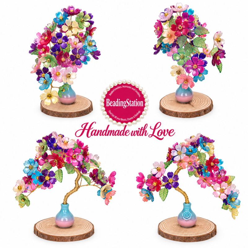BeadingStation® Handmade Rainbow Flower Tree, Giftbox include.