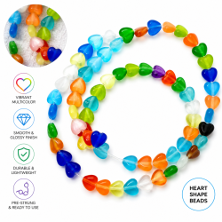 14.5-Inch Strand, 65-Piece Cat Eye Heart Beads, 6mm Multicolor Fiber Optic Glass Gemstone Beads