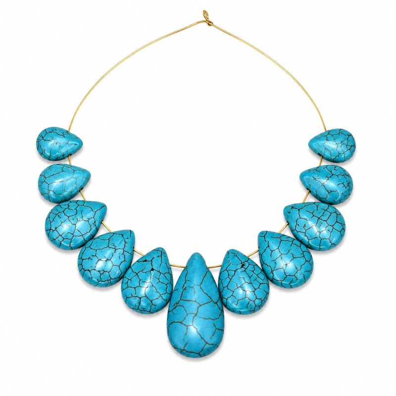 10+1pc Gradual Size Sidehole Natural Turquoise Teardrop Set