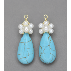 10+1pc Gradual Size Sidehole Natural Turquoise Teardrop Set